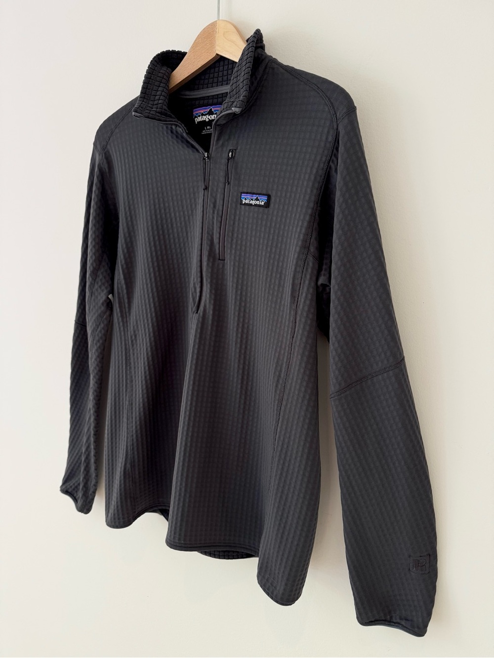 Patagonia R1 Fleece Quarter Zip Pullover Charcoal Gray Polartec Power Grid, Sz L - Picture 2 of 12